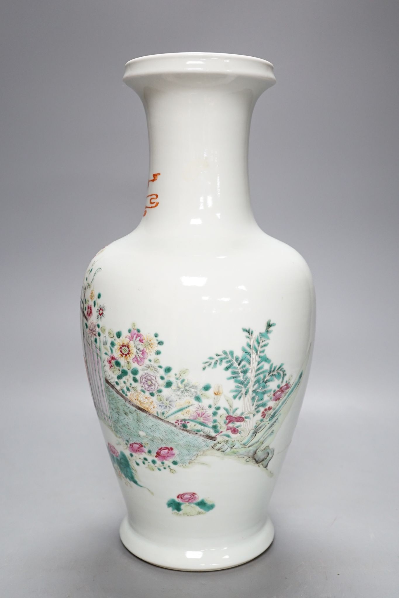 A 19th century Chinese famille rose vase, 35cm